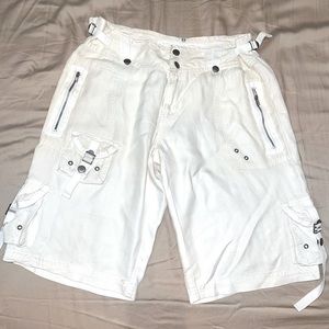 Da-Nang white/ cream 100% Silk Cargo Pocket Shorts Size Small